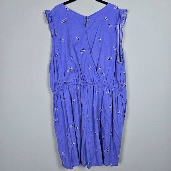 Old Navy Womens Floral Linen Romper Size XXL Blue V Neck Cottagecore Boho Beachy - Picture 2 of 10